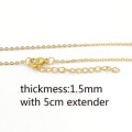 1.5mm High Polished stainless steel necklace extender charin Cable Chains necklace 40cm